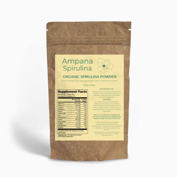 Ultra high potency organic blue-green algae spirulina powder by Ampana